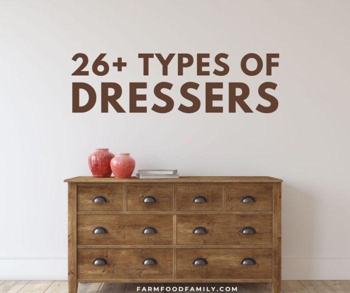 Different styles of dressers